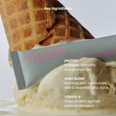 Rhode Peptide Lip Treatment - key ingredients: peptide, shea butter, vitamin E