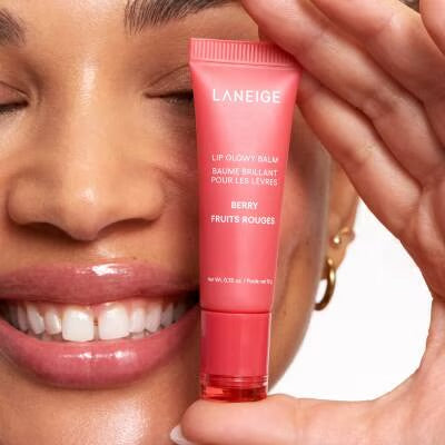 Laneige Lip Glowy Balm pink texture close-up